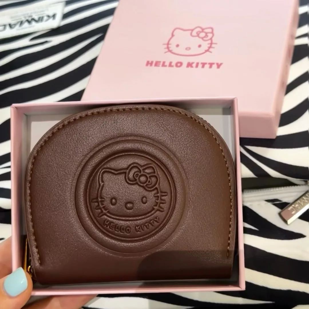 

Cute Hellos Kittys Vintage Card Bag Girly Heart Organ Zipper Document Storage Bag Girl's Portable Mini Coin Purse Woman Gifts