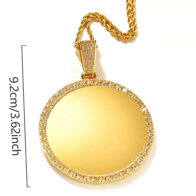 Hip Hop Round Photo Pendant Necklace Photo Frame Locket Necklace DIY Jewelry For Men Women