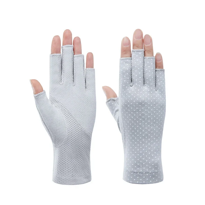 1Pair Manicure Gloves UV Protection Stretchy Breathable Fingerless Fiber Cotton Nail Art Lamp Gloves For Home Salon