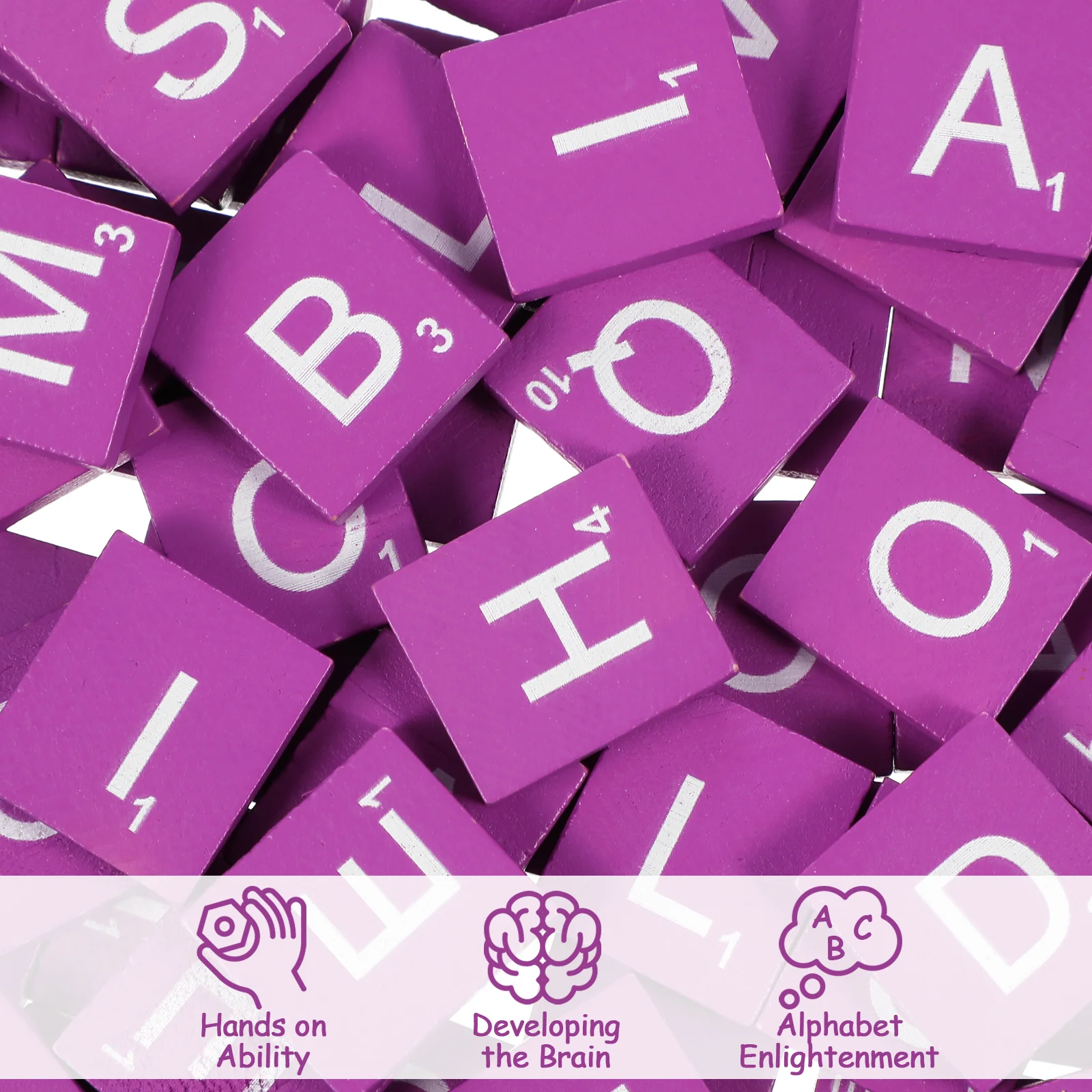 100Pcs Wooden Cubes Natural Color Smooth Surface DIY Alphabet Kids Craft Painting Educational Literacy Activities