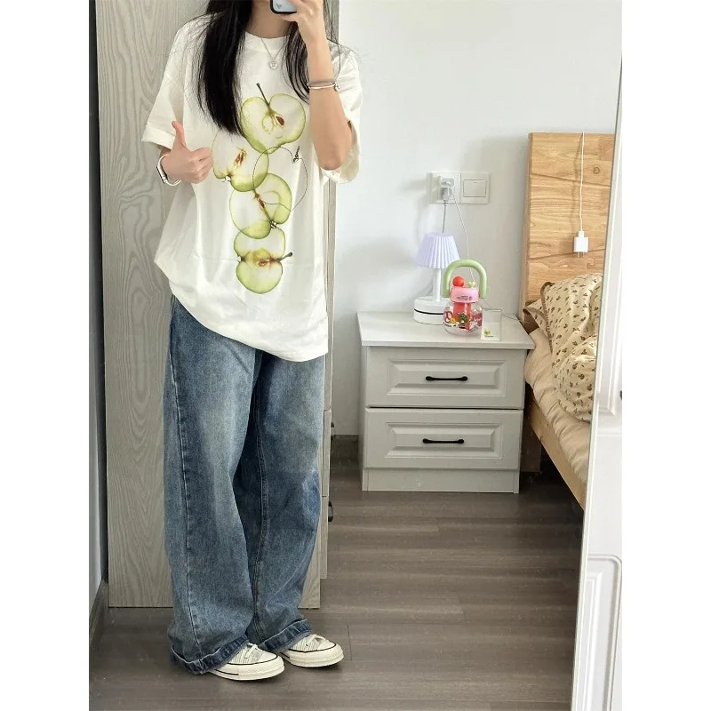 Damenbekleidung, Hemden für Damen, 20205, neuer schicker Druck, lockere T-Shirts, Damen-Baumwolle, O-Ausschnitt