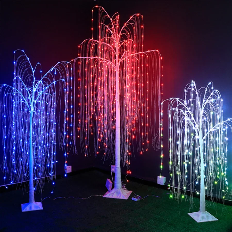 Imagem -03 - Artificial Tree Christmas String Fairy Light Rgb Lighted Willow Tree Decoração 18 Cores Temporizador Remoto 1.2 m 1.5 m 2.1m