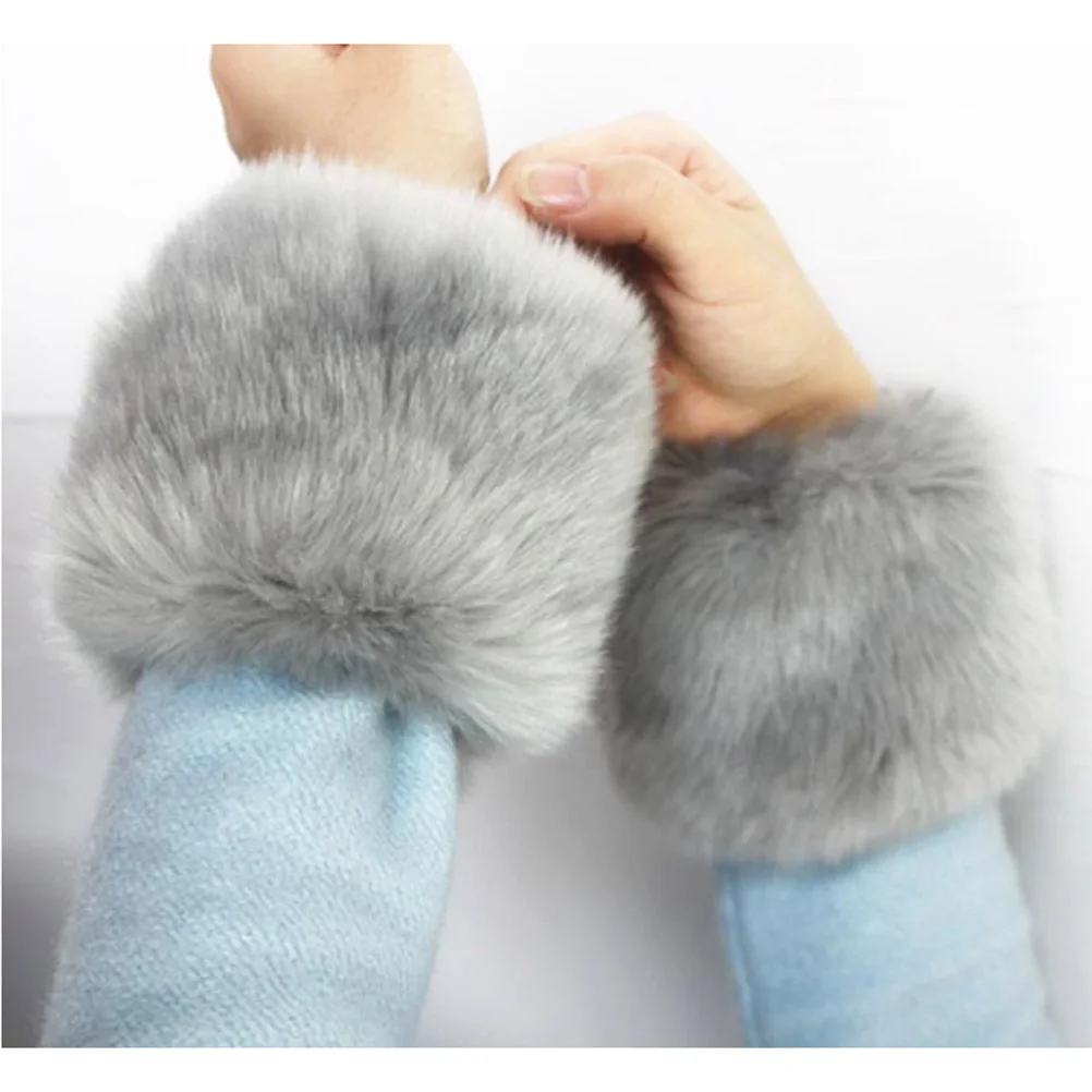 

Winter Furry Bands Imitation Rabbit Sleeve Wrist Cuff Dual Purpose Warmer