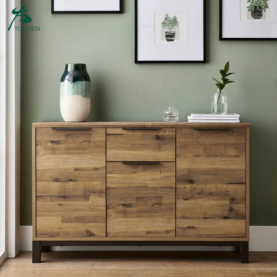 xx-Industrial Style Oak Wooden and Metal Accent 4-Drawer Dresser for Living Room Home or Hotel Use*