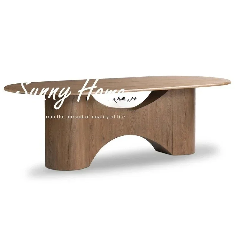 French simple solid wood dining table, home oval model dining table creative designer, long table