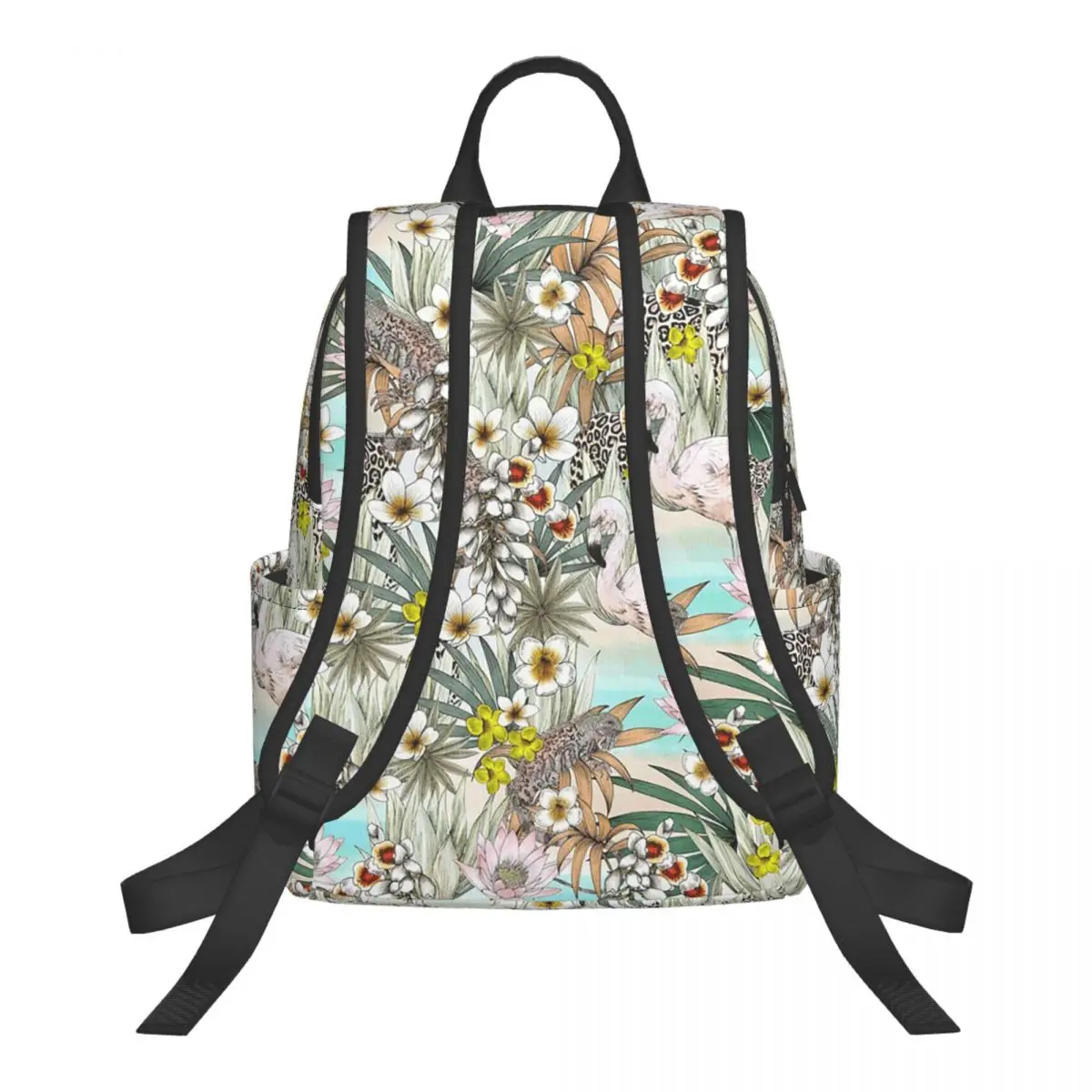 Vintage Flamingo And Tropical Plant Student Backpack School Bag Hiking Travel Daypack for Men Women Bookbag Shoulder Bags