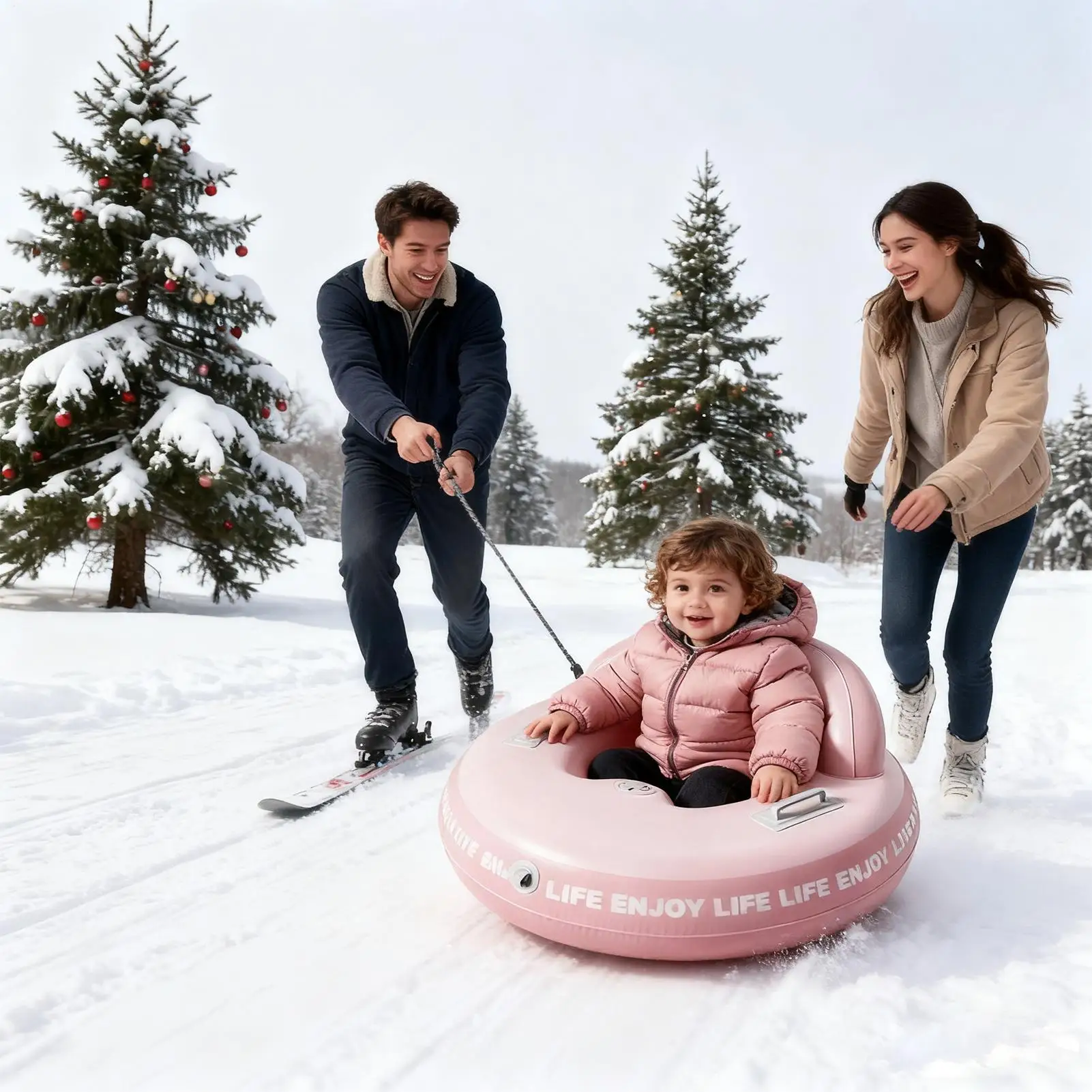 أنبوب الثلج سميك قابل للنفخ ألعاب التزلج أنبوب الشتاء مع مقبض للأطفال والكبار الأسرة التزلج في الهواء الطلق الفناء الخلفي الرياضة #3