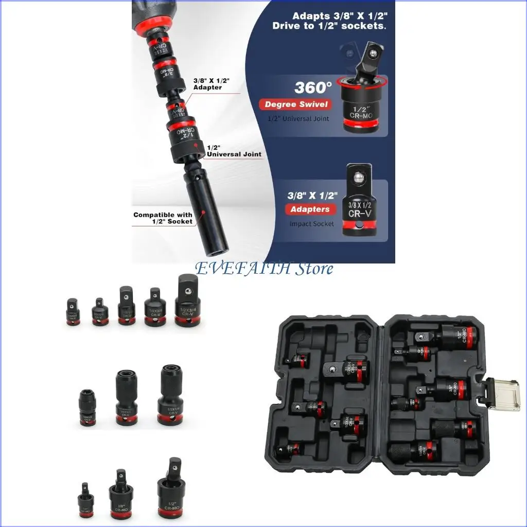 

124B Professional Impact Socket Adapter 11Pcs For Car And Industrial Maintenance