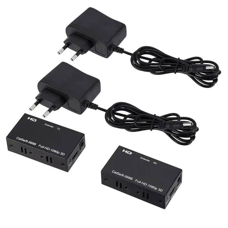 60M 1080P Converter Ethernet RJ45 Extender Repeater Transmit  for PC Loptop TV Monitor HDMIcompatible Extender over Cat5e/6 Cabl