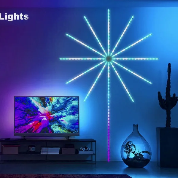 Smart LED Firework Light Colorful Strip Digital Bluetooth APP Voice Control for Indoor Outdoor Festival Celebration