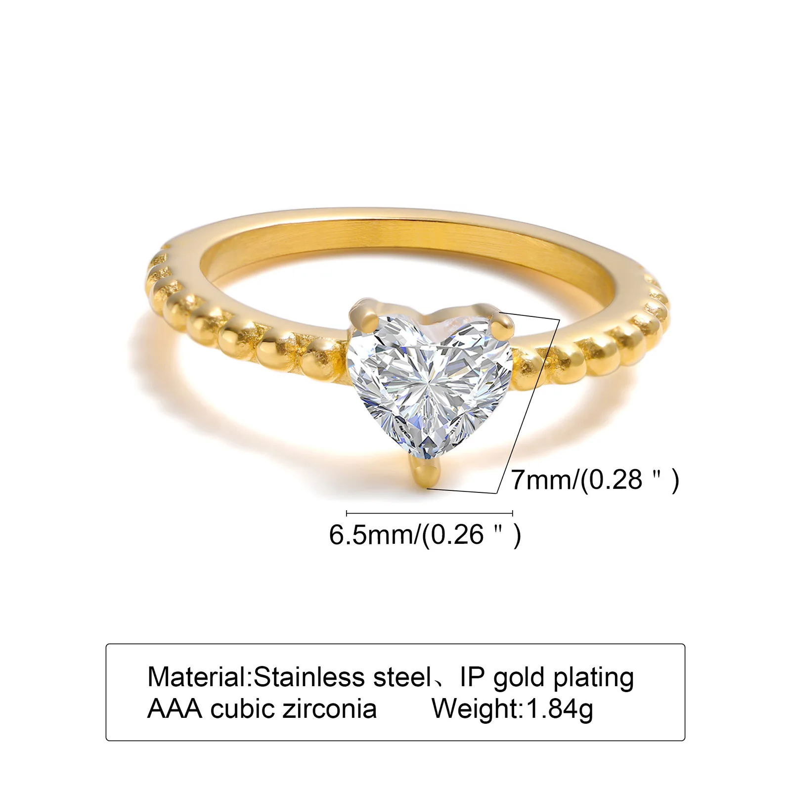 VNOX Romantic Heart Love CZ Stone Rings for Women,Stainless Steel Finger Ring, Love Promise Engagement Anniversary Gifts Jewelry