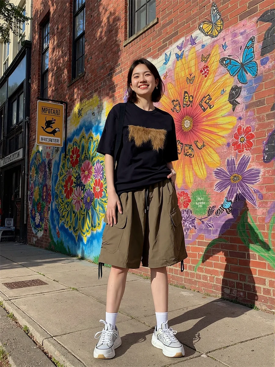 Wide Leg Multi Pockets Shorts Womens Slim Fit Club Night Sexy Hip Wrapping Low Waist Retro Hot Pants Summer Gothic Punk