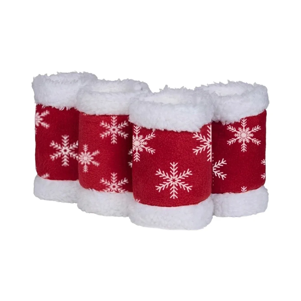 Horse Leg Guards for Winter Outdoor Activities Warm Fleece Lining Non-Restrictive for Fit 20 for x 32 cm Red Holiday Style