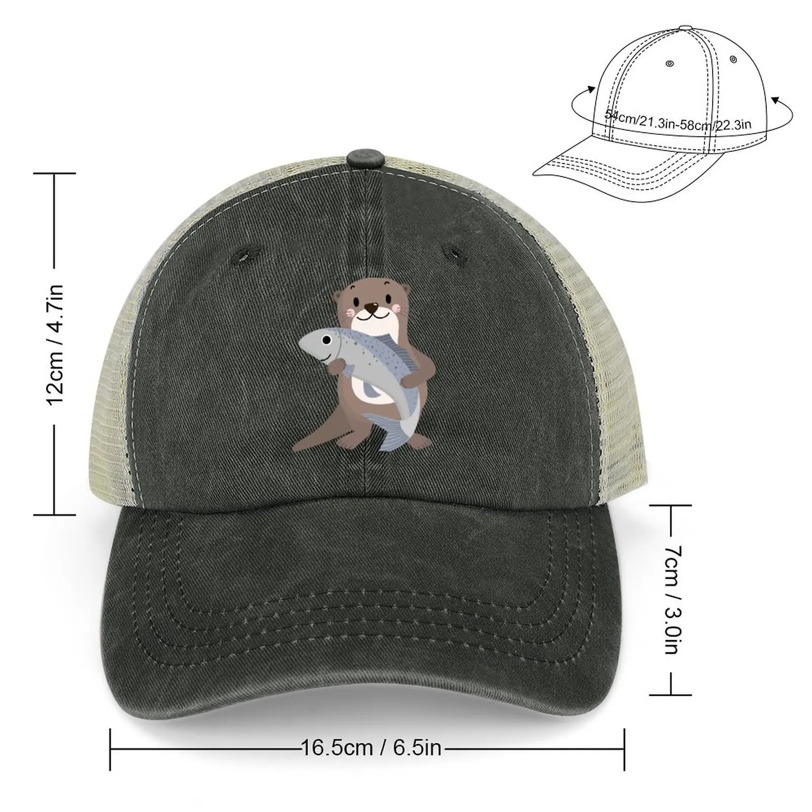 sea otters pattern-Sea otters lovers Cowboy Hat fashionable Military Cap Man black Visor Hat For Girls Men'S