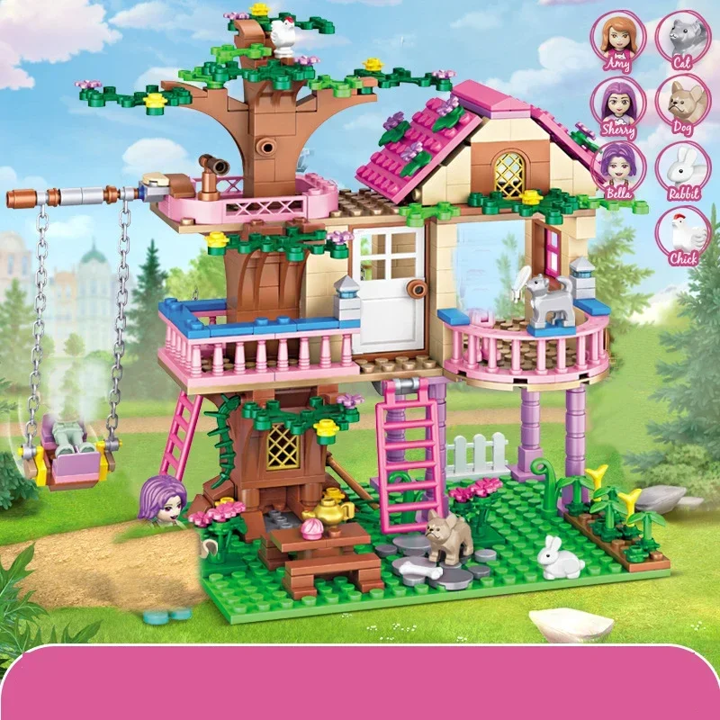 Friends City Tree House Summer Holiday Villa Castle Building Blocks Sets Figures Garden DIY Toys for Kids Girl Birthday Gift - view 5
