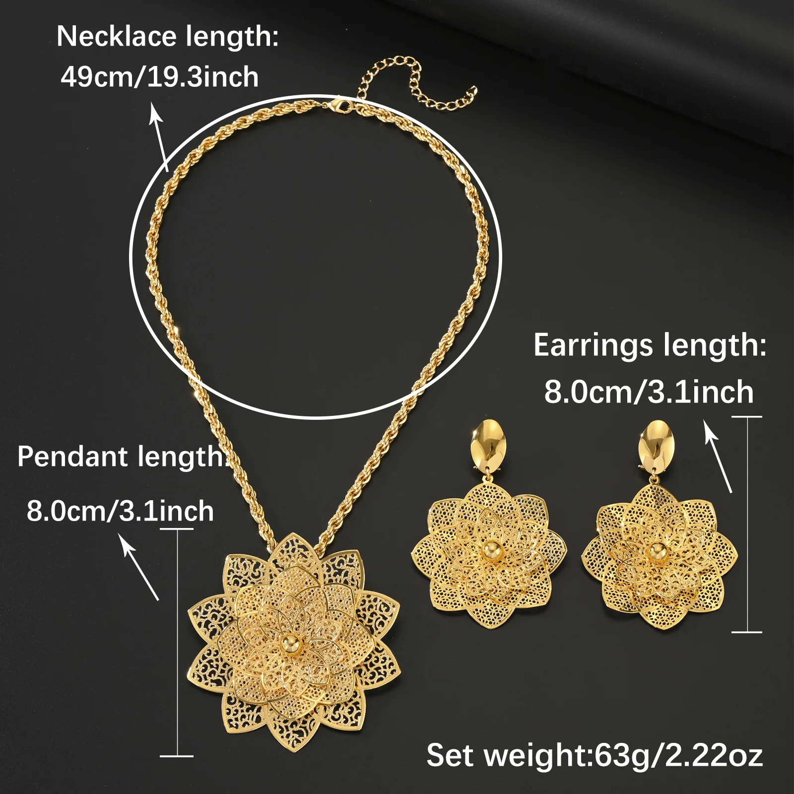 African Flower Pendant Christmas Gift Fashion Jewelry Sets Necklace Earrings for Women Wedding Accessories