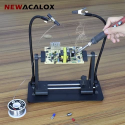 NEWACALOX-Magnetic Welding Lamp, Terceira Mão, LED Magnifier, Suporte de Circuito Ajustável, Rotação 360 °, PCB Fixture Repair Tool