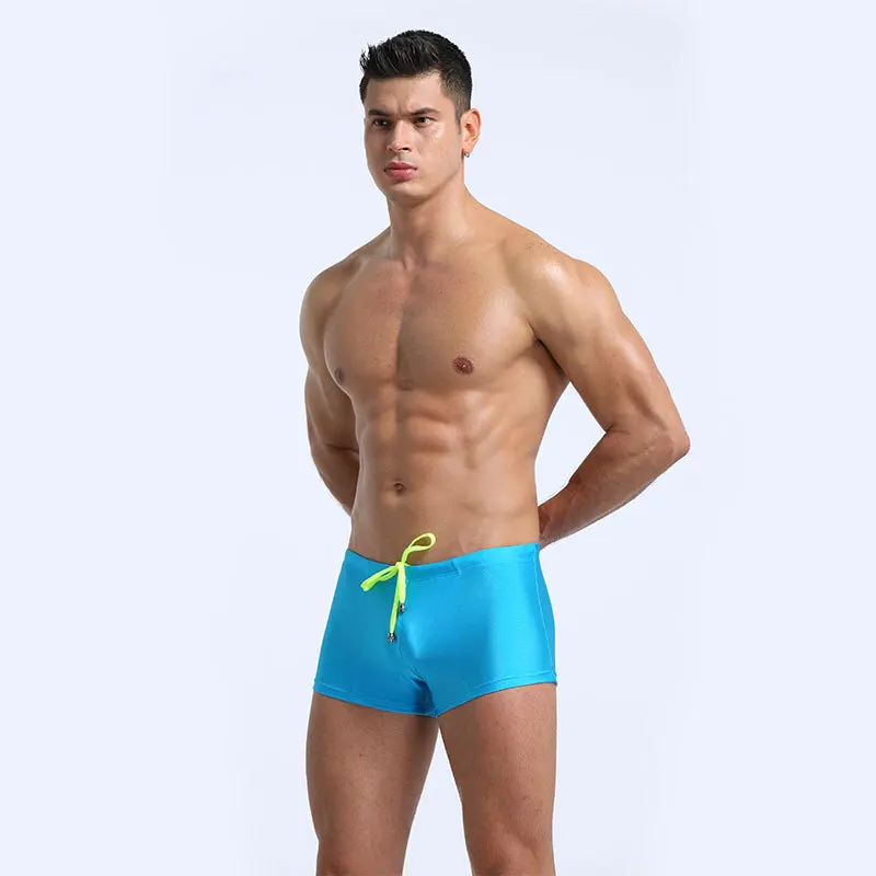 Summer Low Waist Glossy Men's Swim Shorts Outdoor Fitness Plus Size Sports Sexy Bottoms