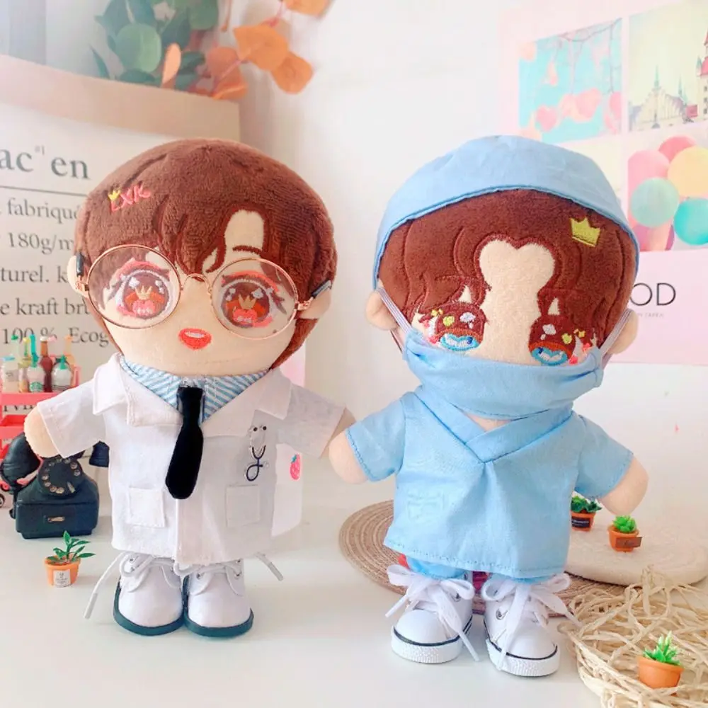 20cm Cotton Doll White Coat Clothes for Idol Dolls Fashion Doctor Surgical Uniform Suit Pants Tops Shoes Clothing Accessories