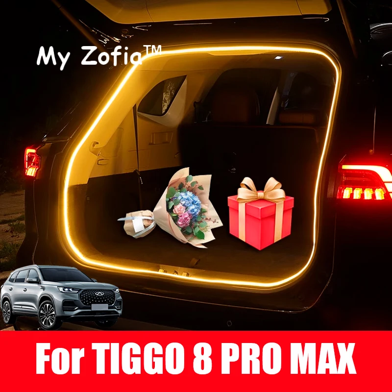 For CHERY TIGGO 8 Pro Max 2023 2024 2025 Rear Trunk LED Light Bar Strips Trunk Decorative Lamp Strip Automatic Light Accessories