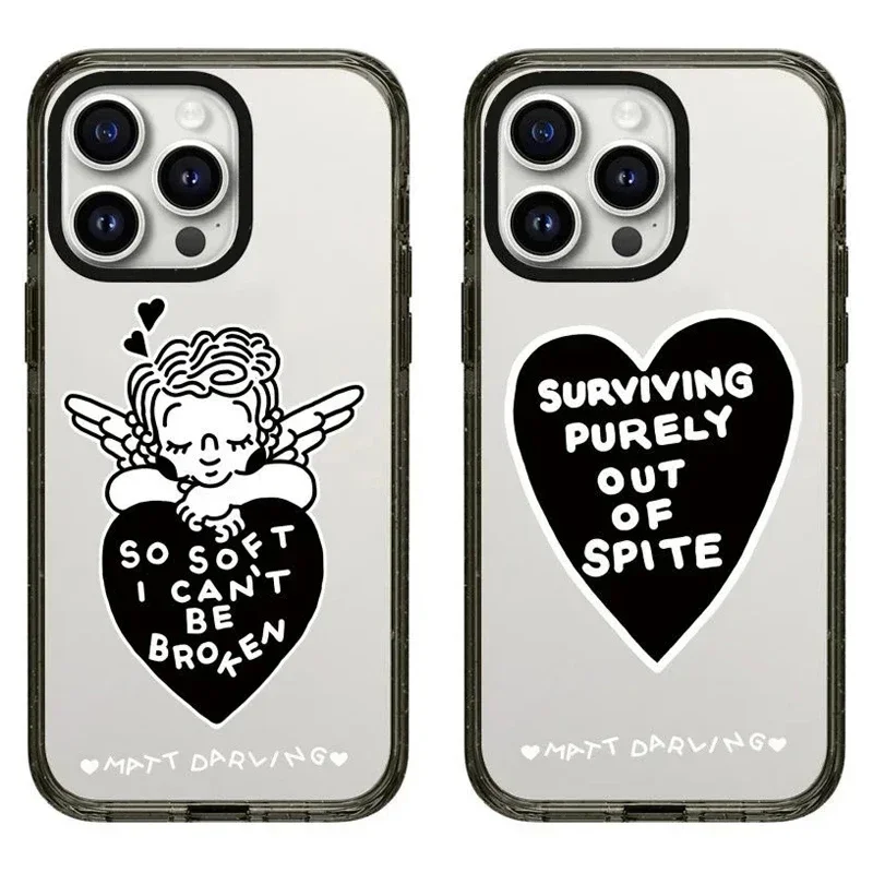 

2.0 Acrylic Black Border Angel Heart iPhone 11 12 13 14 15 Pro Max Case - Protective iPhone Case