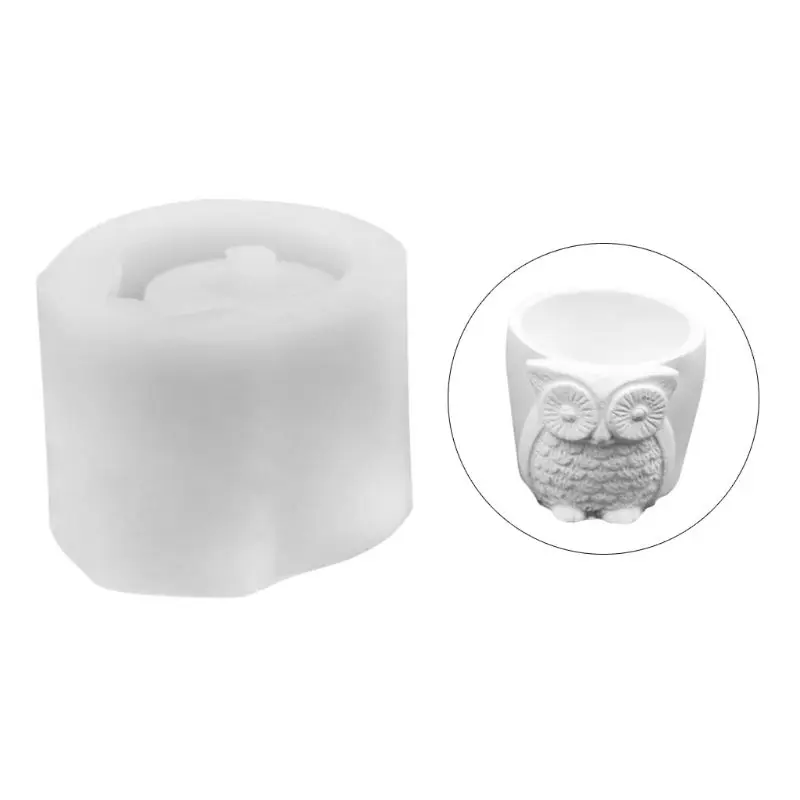 

Durable Silicone Owl Flower Pot Mold Cement DIY Succulent Making Manual Clay Concrete Mould Drop shipping