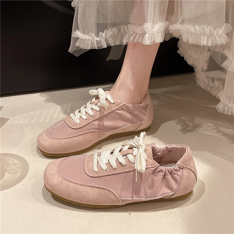 バレエスタイルの女性用デキンシューズ-2026年春-カジュアルスポーツ-ラウンドトゥ-快適-滑り止め-スリッポン-おしゃれ-オールマッチ