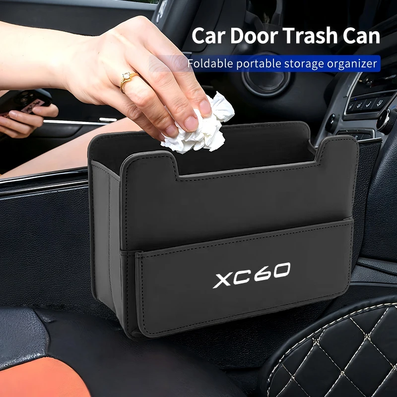 

Car Seat Back Storage Box Car Door Trash Can Phone Organizer For Volvo XC60 C30 T6 S60 C70 XC40 V40 XC70 V70 V60 V50 S80 S40 AWD