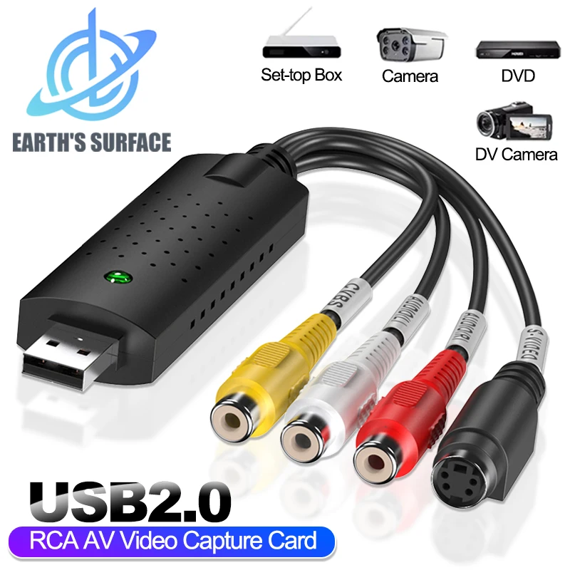 USB2.0 Audio Video Capture Card Adapter USB 2.0 to RCA VHS TV DVD VCR…