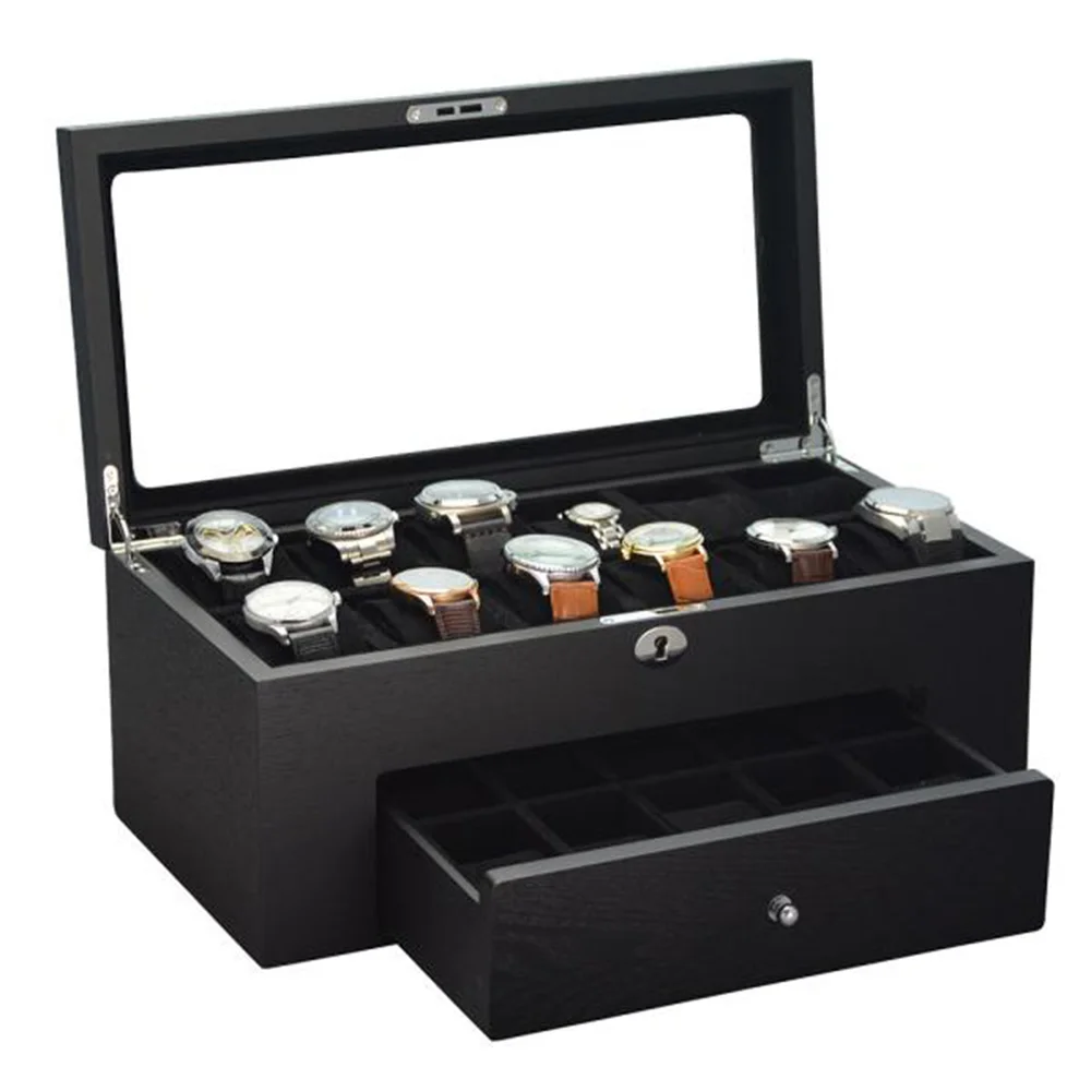 Veneer MDF Wood Watch Boxes Cases Luxury Premium Watch Collection Box Double Watch Boxes Cases