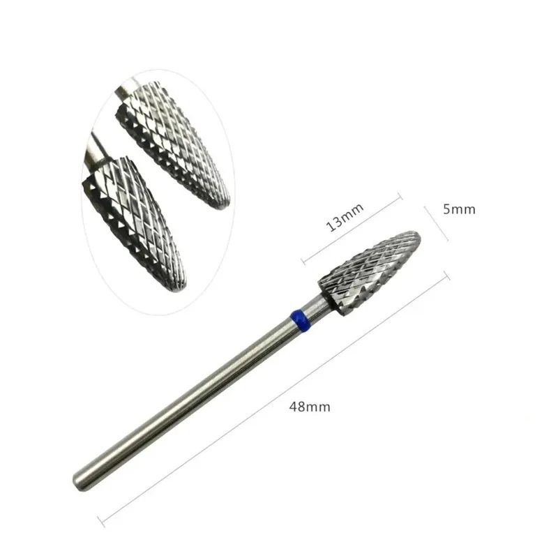 1Pcs 5mm Flame Bit 3/32 Carbide Nail Drill Bits Manicure Burr Remove Gel Electric Milling Cutter Accessories
