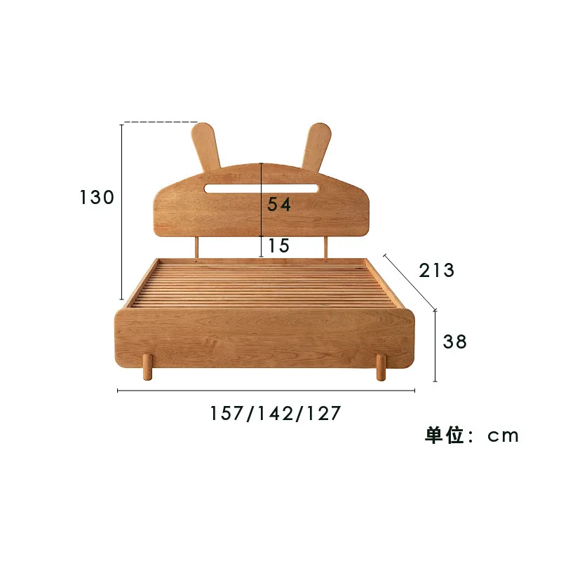 

New children's bed girl princess bed, cherry wood single bed solid wood children