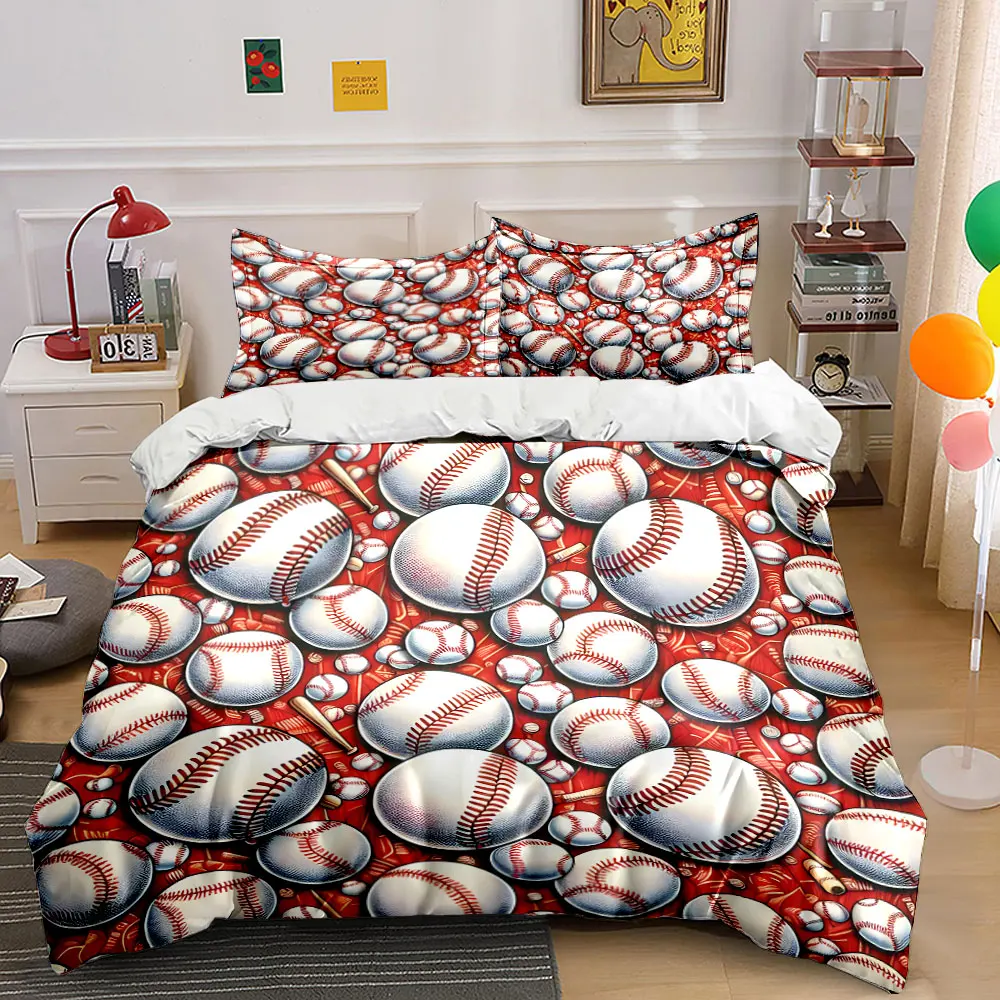 Baseball-Themed Decor Three-Piece Set Multiple sizes kid's and adults' bedroom Exquisite 3PC bedding set, gift