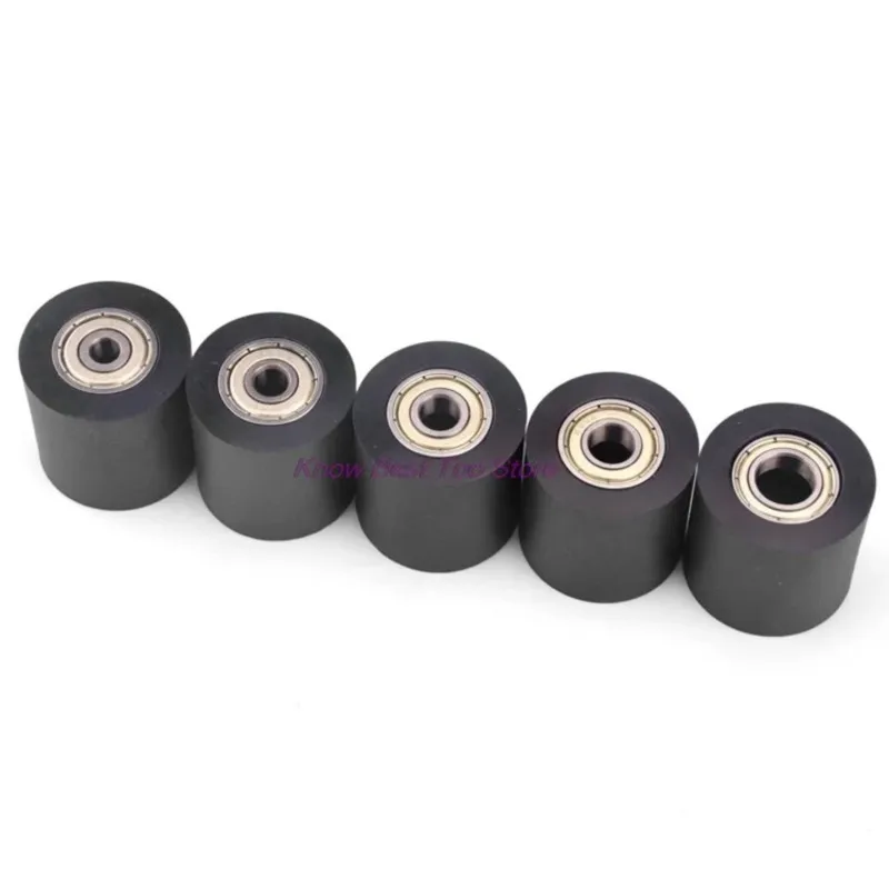 2pcs Bore 5/6/7/8/10mm PU Polyurethane Roller With Double Bearing Mute Flat Guide Wheel Diameter 30MM Length 30mm