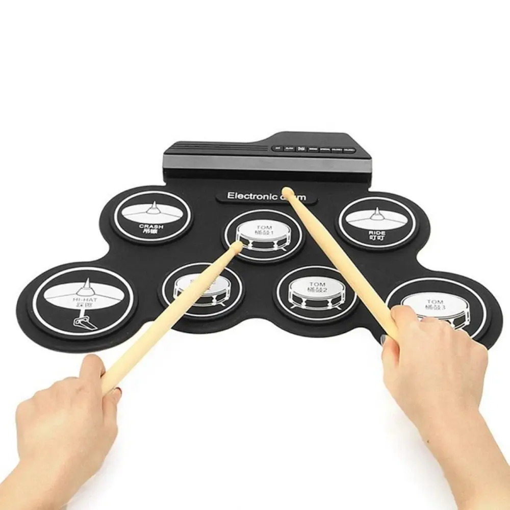 

1 Box 7-Pads Electronic Drum Set USB with Sustain Pedal Portable Electronic Drum Digital Pop Rock for Beginner