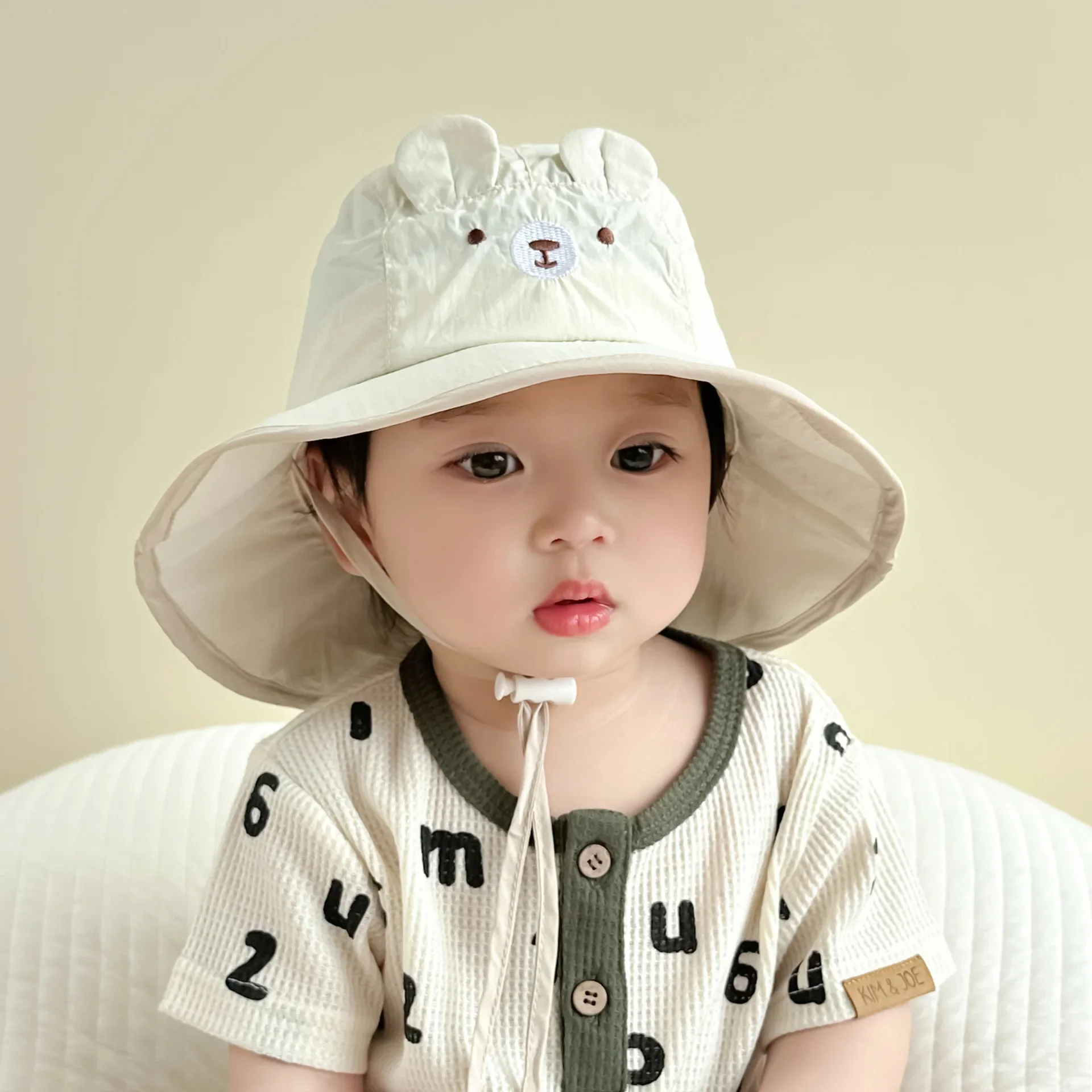 

Cute Bear Baby Bucket Hat With Ears Boy Girl Cotton Kids Sun Hat Outdoor Summer Child Panama Cap