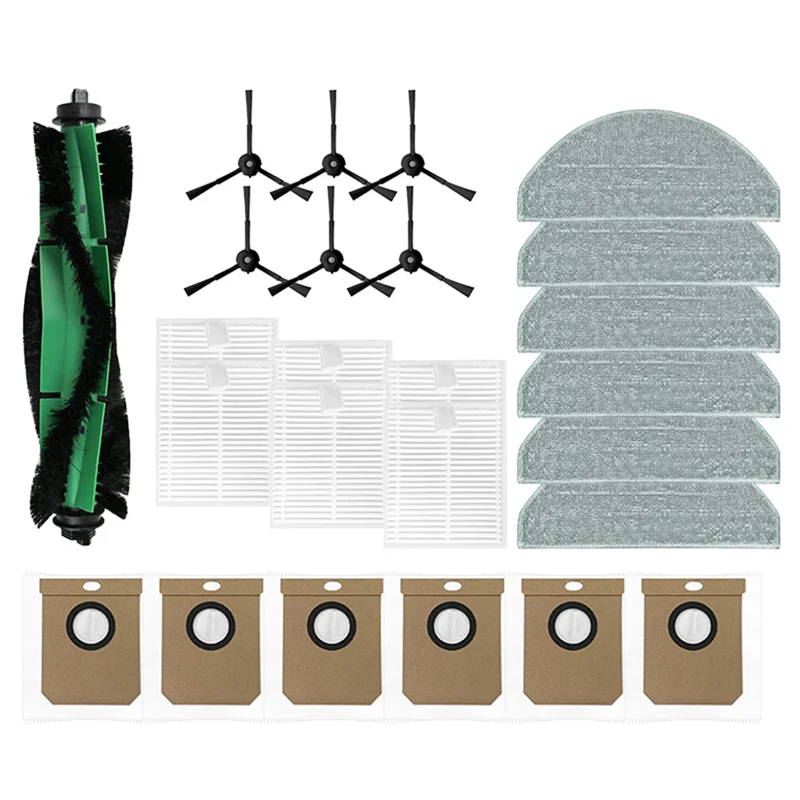 

Запасные части для пылесоса Cecotec Conga 8490 Ultimate Ultra Power: основная и боковые щетки, фильтры, салфетки для влажной уборки, мешки для сбора пыли.