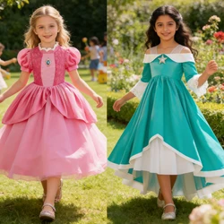 Toddler Children Cartoon Peach Princess Cosplay Dresses For Kids Halloween Costume Birthday Party Carnival  Birthday Outfits 10Y