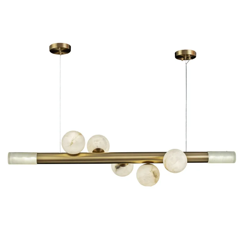 النمط الصيني الجديد، ثريا مطعم طويلة بكلمة واحدة، فاخرة خفيفة من النحاس بالكامل