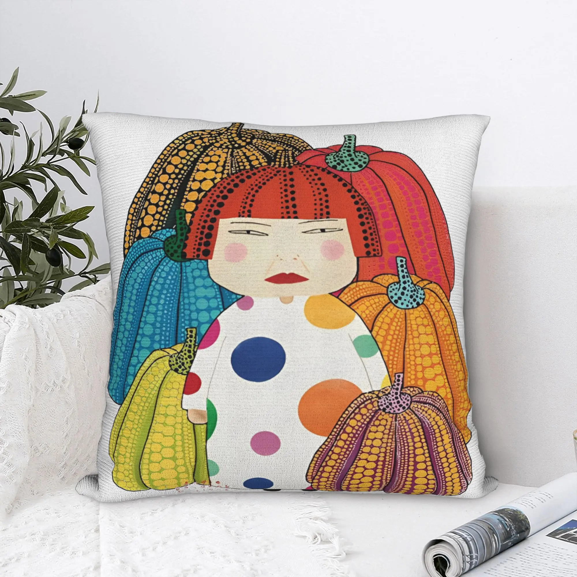 Yayoi Kusama Pillow Case  Comfy Pillow Cover For Chair Sofa Home Decor Vintage Cushion Cover