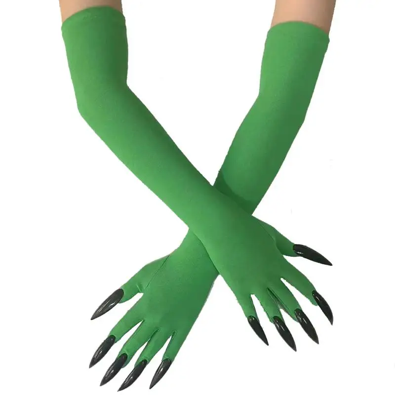 Gants d\'Halloween Cool mesurost Claws fur s Up, Gants Longs Argentés, Gants Amusants, Mode Cosplay, Vert, C068, N64.