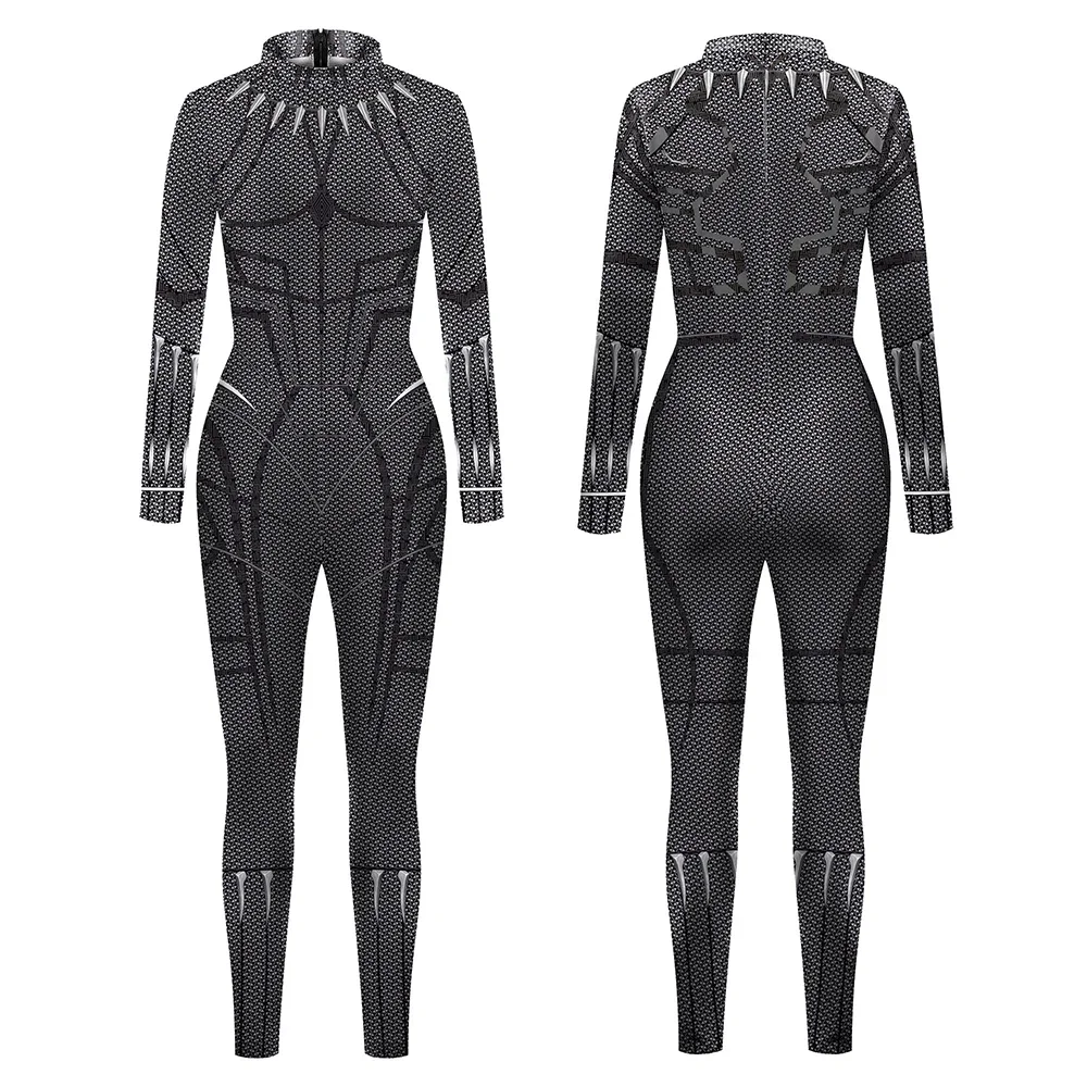 Anime Jumpsuit 3D Printing Grey Armor Pattern Jumpsuit Long Sleeve Women Skinny Bodysuit Halloween Cosplay Costume Party Catsuit