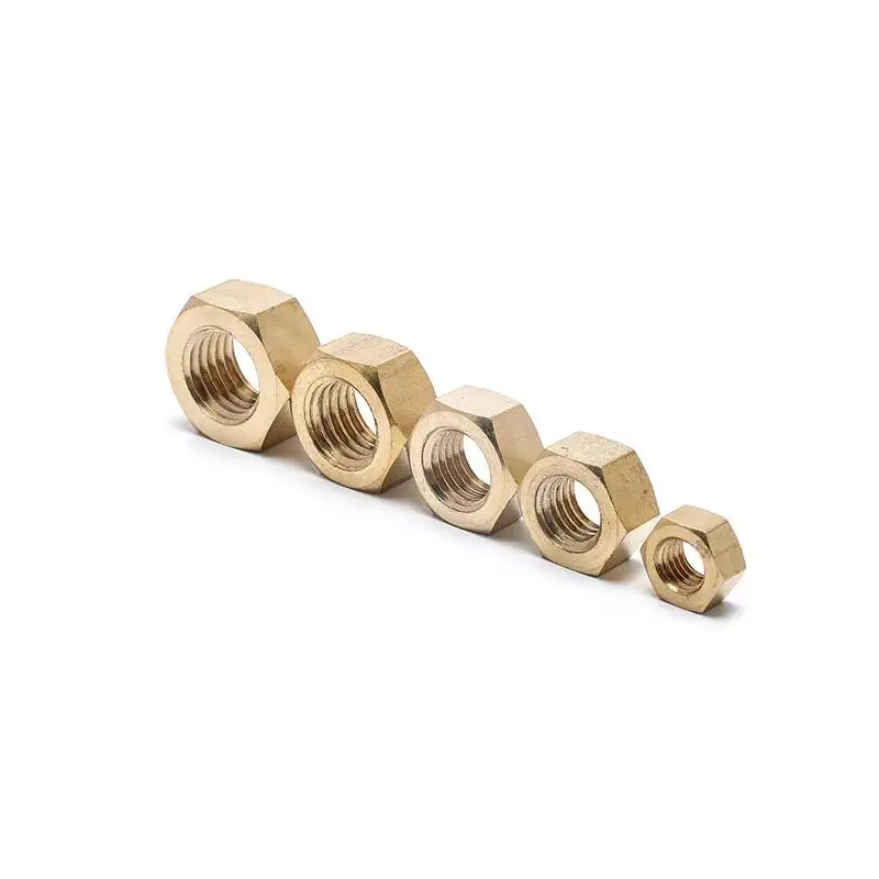 1/30/50/100pcs Solid Brass Copper Hex Hexagon Nut DIN934 Nut For M1.2M1.4M1.6M2M2.5 M3 M4 M5M6M8 M10M12 Screw Bolt Metric Thread