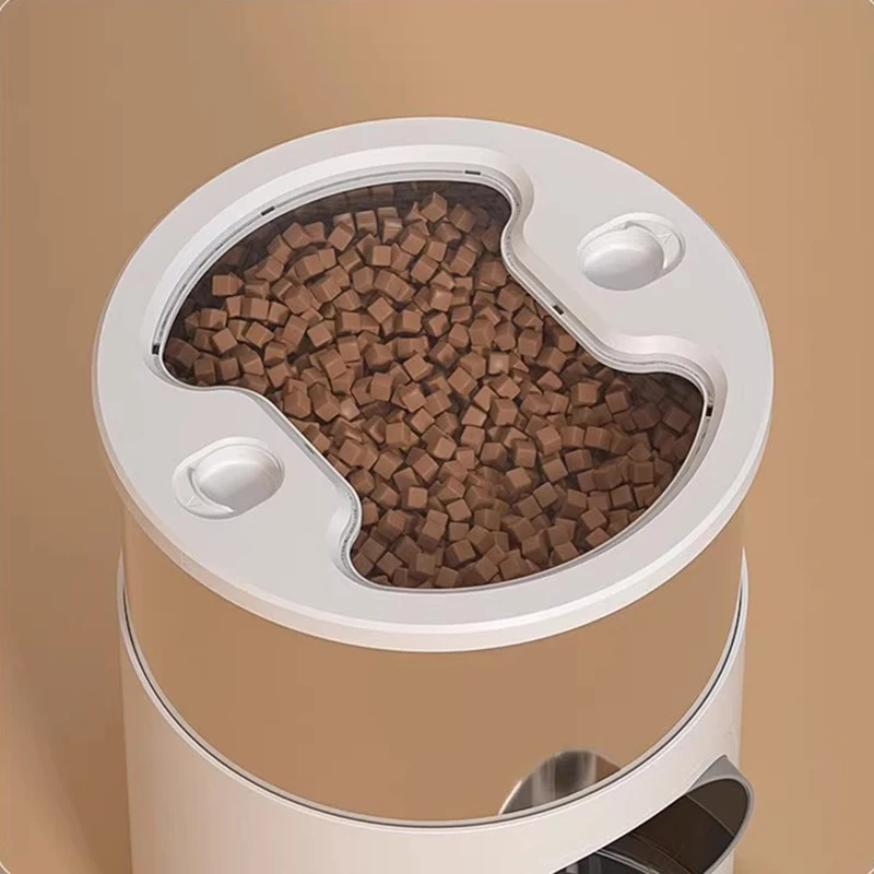 Double bowl cat intelligent automatic feeder stainless steel bucket pet automatic timing cat food bowl feeder multiple