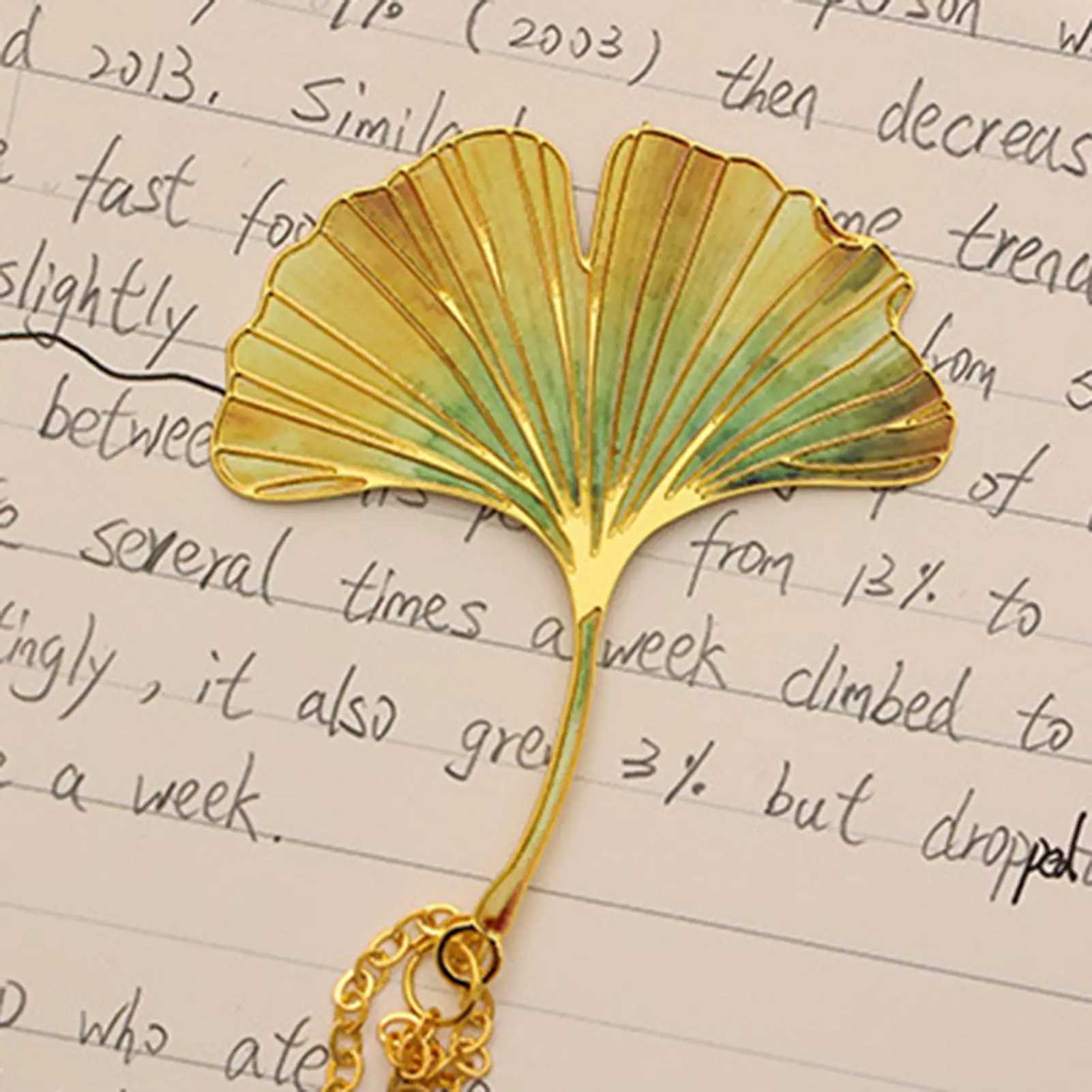 1PC Leaves Metal Bookmark With Metal Chain Pendant Maple Leaves Leaf Four-Leaf Clover Bookmark Reading For Book Lovers view 3