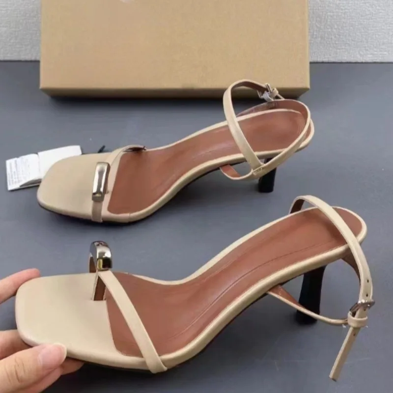 Summer Women\'s High Heeled Sandals 2025 Trend Open Toe Elegant Suquare Toe Office Ladies Shoes Buckle Strap Female Footwear