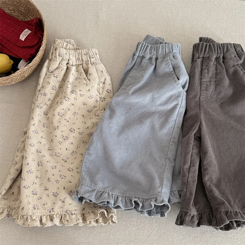 Crianças calças de veludo 2025 primavera novas crianças roupas da menina casual tornozelo-comprimento calças da criança meninas algodão solto harem calças