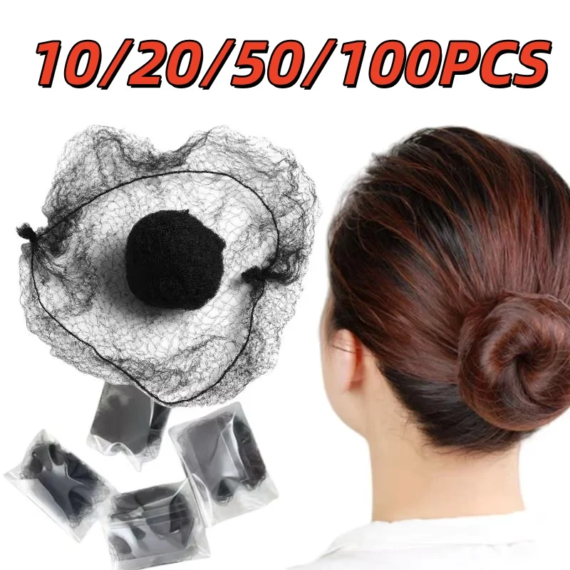 

10/20/50/100Pcs Durable Nylon Hair Net For Bun Hair Hair style Tool Black Brown Hair Net For Wigs Mesh Hair Styling Hairnets