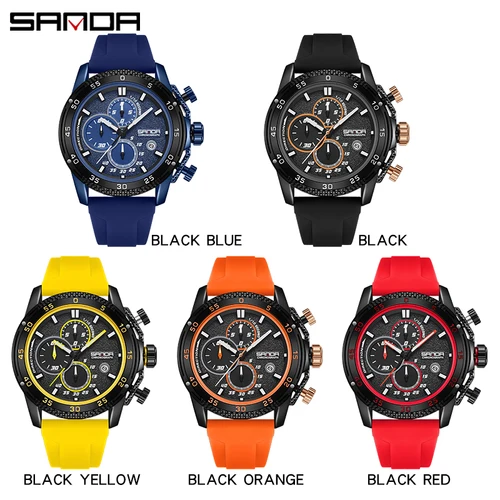 Imagen 2 del producto Reloj SANDA informal a la moda para hombre, reloj de pulsera de lujo resistente al agua con cronógrafo luminoso y fecha para hombre, relojes militares de cuarzo para hombre 5314