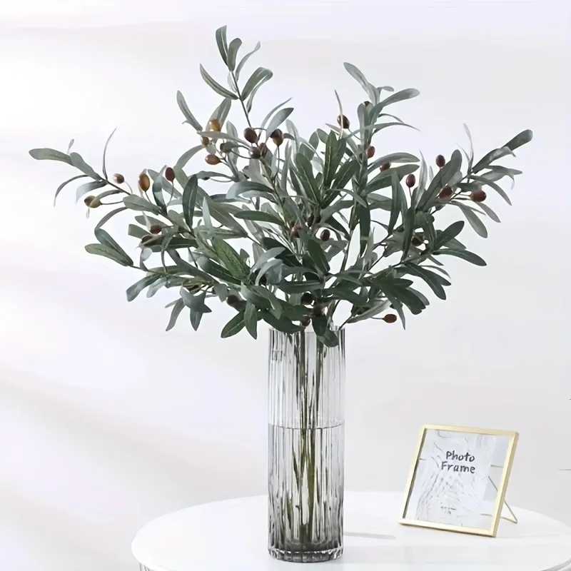 1 Uds. Hojas de olivo simuladas para plantas verdes, decoración interior del hogar y el jardín al aire libre en primavera, verano y otoño
